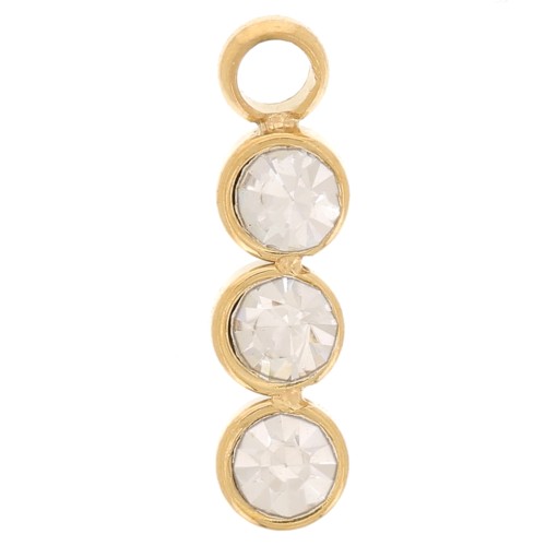 11x3mm Stainless steel 304L Charm bar with 3 zirconium oxides - Gold x1