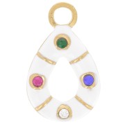 16x10mm 304L stainless steel drop charm with epoxy and zirconium oxides - gold x1|raw }}