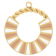 15mm Stainless steel 316L Round design charm with epoxy resin - Gold x1