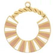 15mm Stainless steel 316L Round design charm with epoxy resin - Gold x1