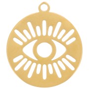12mm Stainless steel 316L Round charm - openwork eye - Gold x1|raw }}