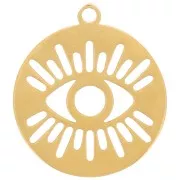 12mm Stainless steel 316L Round charm - openwork eye - Gold x1