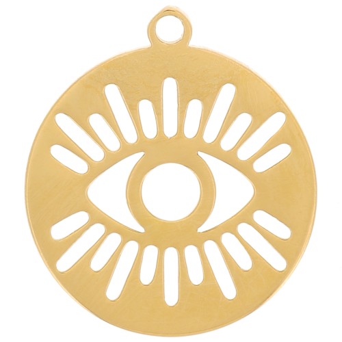 12mm Stainless steel 316L Round charm - openwork eye - Gold x1
