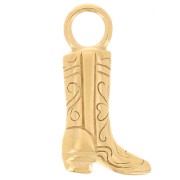 16x8mm 304L Stainless Steel Cowboy Boot Charm - Gold x1