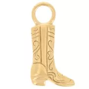 16x8mm 304L Stainless Steel Cowboy Boot Charm - Gold x1
