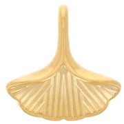 12mm 304L Stainless Steel Ginkgo Leaf Charm - Gold x1
