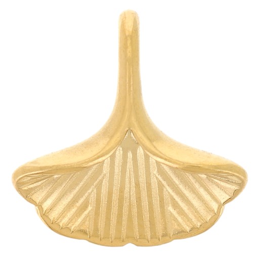 12mm 304L Stainless Steel Ginkgo Leaf Charm - Gold x1