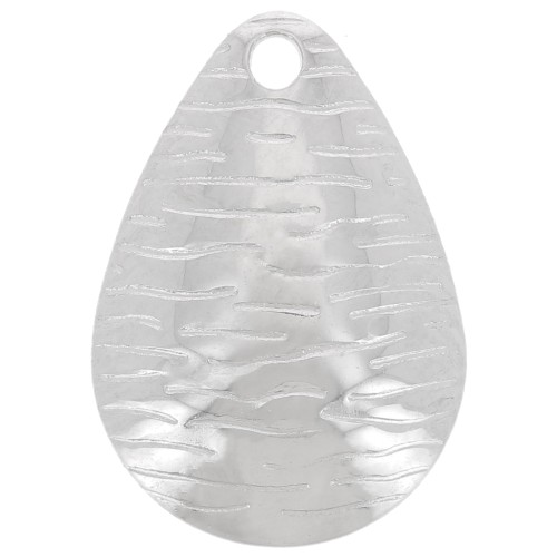 16x11mm 304L stainless steel Striated drop charm x1