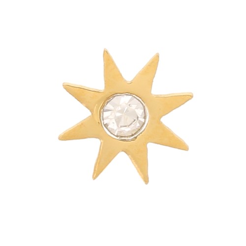 5mm 316L stainless steel stick-on star elements with zirconium oxide - Gold x4