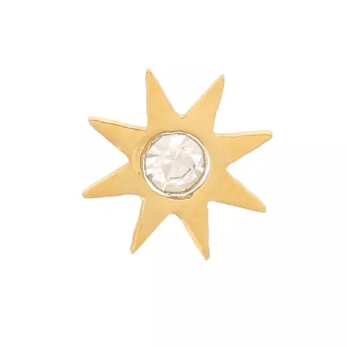 5mm 316L stainless steel stick-on star elements with zirconium oxide - Gold x4