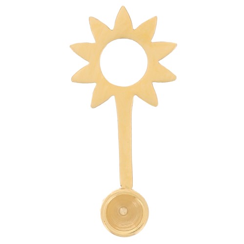14x6.5mm Stainless steel 316L Sun charm for 2.2mm cabochon - Gold x1