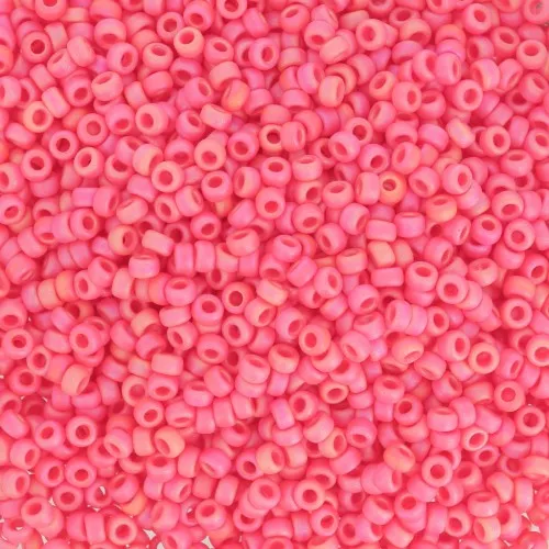 Miyuki Seed Beads 15/0 407FR - Mat Opaque Vermillion Red AB x8g