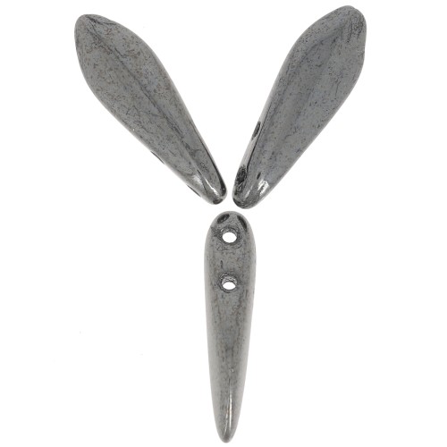 5x16mm Glass Dagger - Hematite x50