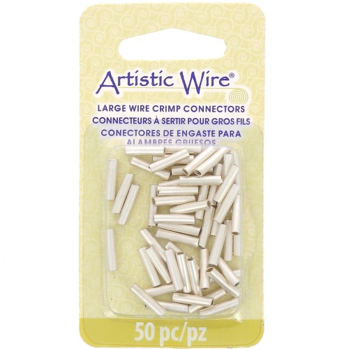 Crimp-On Connector Tubes for 14-Gauge Wire, Silver-Plated, Tarnish-Resistant (50-Pack)