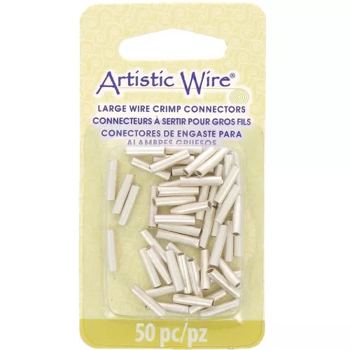 Crimp-on connector tubes for 14-gauge wire, silver-plated to prevent tarnishing x50