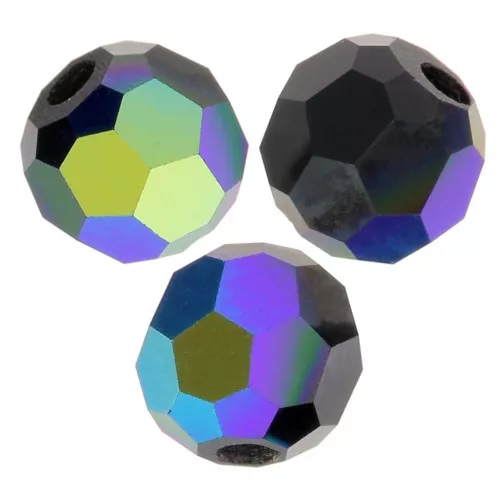 3mm Preciosa round faceted beads - Round Bead - Jet AB x20