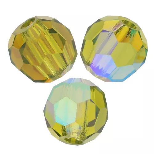 3mm Preciosa round faceted beads - Round Bead - Olivine AB x20