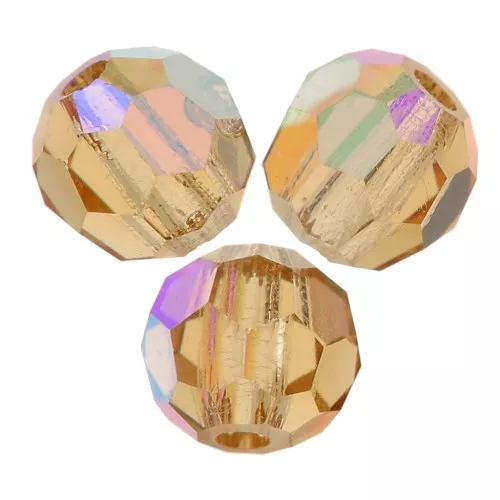 3mm Preciosa round faceted beads - Round Bead - Light Colorado Topaz AB x20