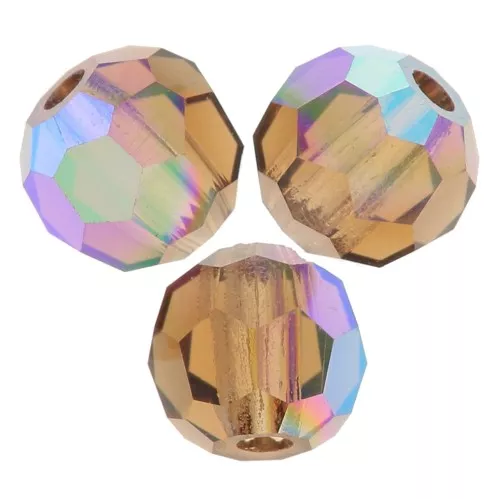 3mm Preciosa round faceted beads - Round Bead - Smoked Topaz AB x20