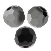3mm Preciosa round faceted beads - Round Bead - Jet Hematite Half x20