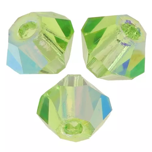 3mm Preciosa Crystal Bicones - Rondelle Bead - Peridot Glitter x30