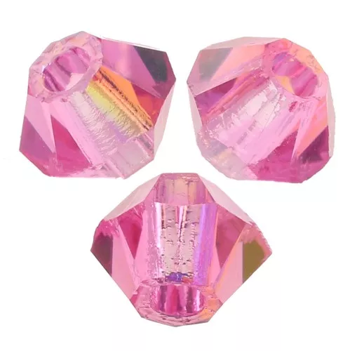 3mm Preciosa Crystal Bicones - Rondelle Bead - Rose Glitter x30