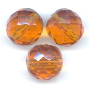 Fire Polished faceted round beads 14mm Topaz x4|raw }}