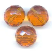Fire Polished faceted round beads 14mm Topaz x4
