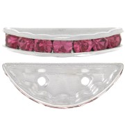 Half moon Rondelle 20x9mm Silver-colored Fuchsia x1|raw }}