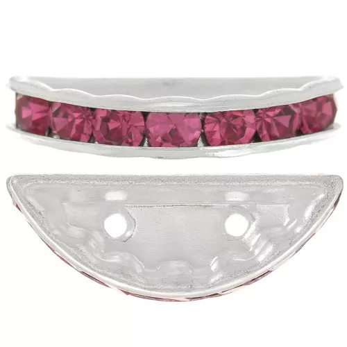 Half moon Rondelle 20x9mm Silver-colored Fuchsia x1