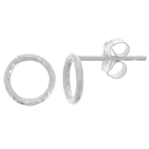 7mm 925 Sterilng Silver hollow circle diamond effect earstuds x2