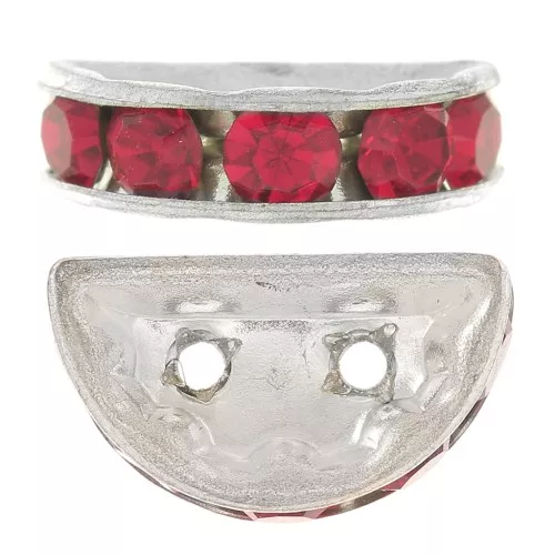 Half moon Rondelle 14x8mm Silver-colored Light Siam x1