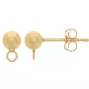 4mm Ball earstuds - perpendicular hoop - Gold filled x2