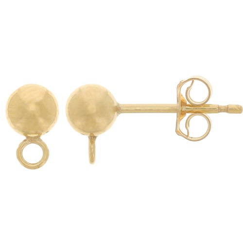4mm Ball earstuds - perpendicular hoop - Gold filled x2