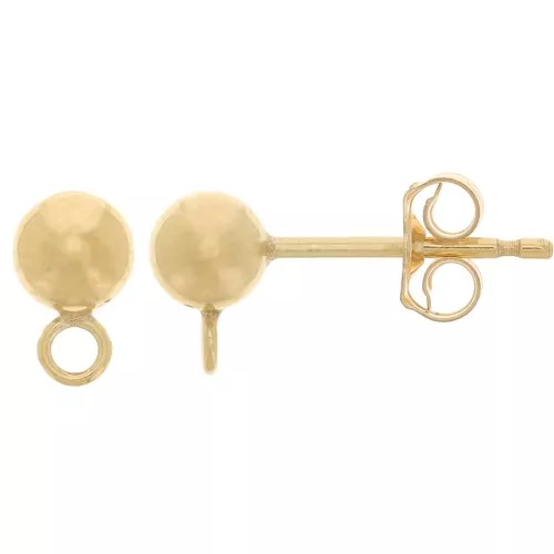 4mm Ball earstuds - perpendicular hoop - Gold filled x2