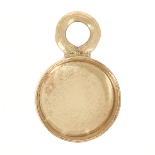 Round pendant for 3mm flat back cabochon - Gold filled x1