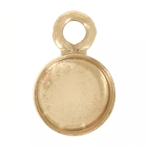 Round pendant for 3mm flat back cabochon - Gold filled x1