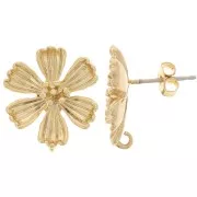 15mm Flower earstuds with open hoop - Fine Gold Plated x1