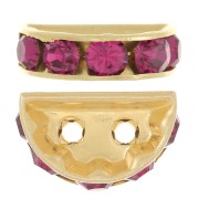 Half moon Rondelle 14x8mm Gold-colored Fuchsia x1|raw }}