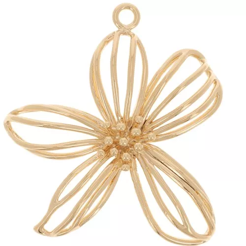 26x28mm Hollow flower pendant - Fine Gold Plated x1