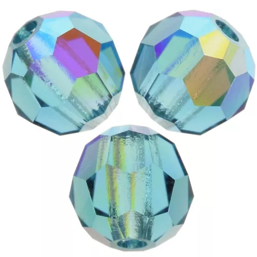 4mm Preciosa round faceted beads - Round Bead - Indicolite AB x20