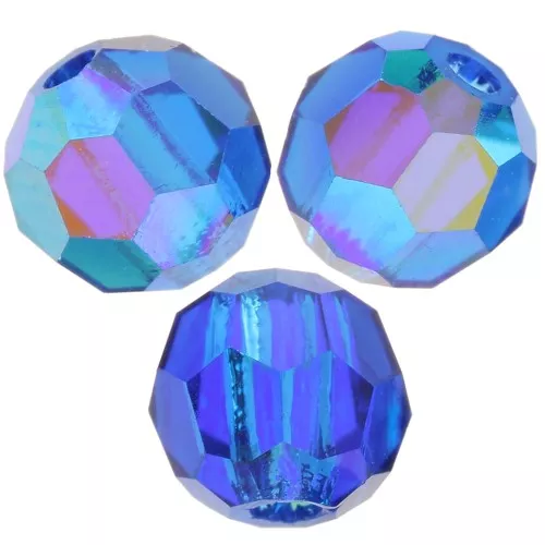 4mm Preciosa round faceted beads - Round Bead - Capri blue AB x20
