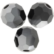 4mm Preciosa round faceted beads - Round Bead - Jet Hematite Half x20