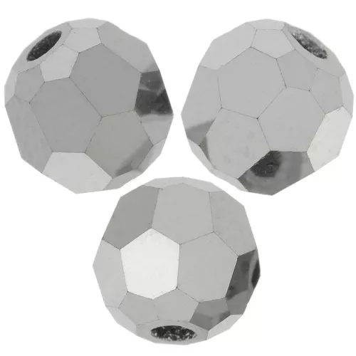 4mm Preciosa round faceted beads - Round Bead - Jet Hematite Full x20