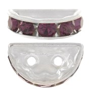 Half moon Rondelle 14x8mm Silver-colored Amethyst x1|raw }}