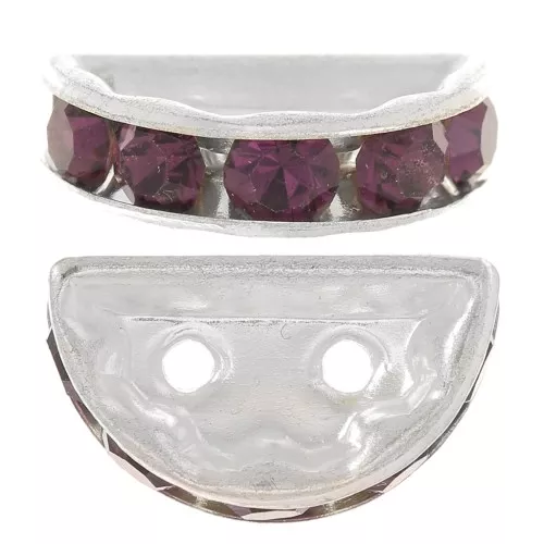 Half moon Rondelle 14x8mm Silver-colored Amethyst x1