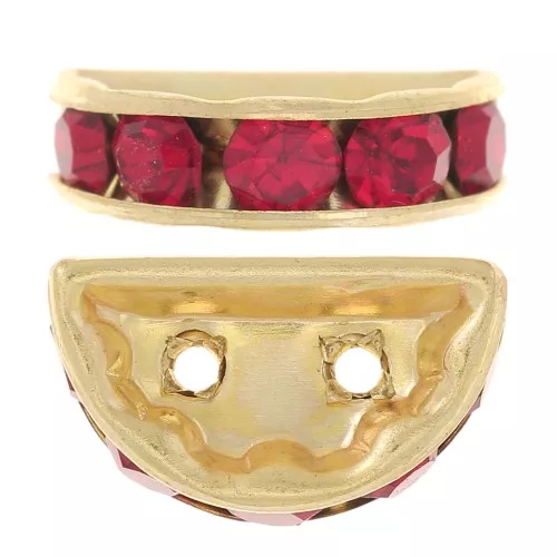 Half moon Rondelle 14x8mm Gold-colored Light Siam x1