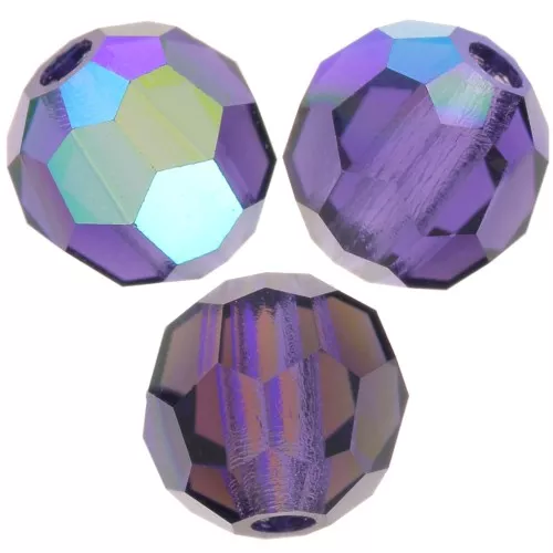 4mm Preciosa round faceted beads - Round Bead - Deep Tanzanite AB x20