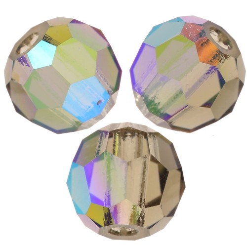 4mm Preciosa round faceted beads - Round Bead - Black Diamond AB x20