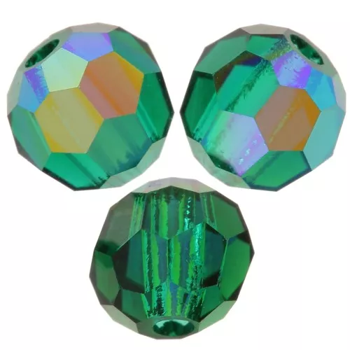 4mm Preciosa round faceted beads - Round Bead - Emerald AB x20